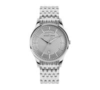 JACQUES LEMANS 1-2193 Men's Watch with Leather Strap or Metal Strap London 40 mm Date Day of the Week in Various Designs, silver, 40, Modern