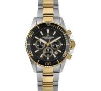 JACQUES LEMANS 1-2206 Liverpool Diver Men's Watch with Silicone Strap and Leather Surface or with Metal Strap 44 mm Chronograph 20 ATM, Bi-colour / metal band, Bracelet