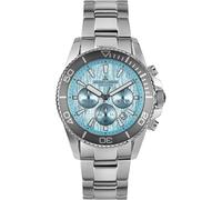 JACQUES LEMANS 1-2206 Liverpool Diver Men's Watch with Silicone Strap and Leather Surface or with Metal Strap 44 mm Chronograph 20 ATM, Turquoise/Metal Band, Bracelet