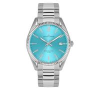 JACQUES LEMANS Men's Watch 'Anniversary Collection 50 Years' Derby 40 mm 10 ATM Date with Stainless Steel Strap 50-3 in Various Designs, Silver / turquoise, Bracelet