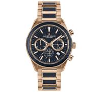 Jacques Lemans Eco Power Solar Chronograph Rose Gold Plated & Vegan Apple Skin Men's Bracelet Watch Black