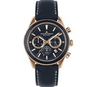 Jacques Lemans Eco Power Solar Chronograph Vegan Strap Rose Gold Plated Men's Watch Black