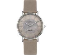 JACQUES LEMANS Eco Power Solar Mother of Pearl Grey Leather Strap Women's Watch