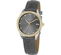 JACQUES LEMANS La Passion LP-133C Women's Watch Leather Strap Solid Stainless Steel IP Gold/Bicolour Swarovski Stones