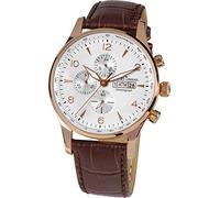 JACQUES LEMANS London Chronograph Brown Leather Strap Rose Gold Plated Men's Watch