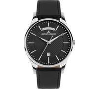 JACQUES LEMANS London Men's Watch with Leather Strap Black 1-2193A, silver, Modern