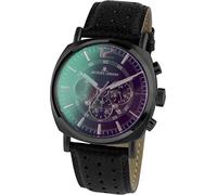 JACQUES LEMANS Lugano Men's Watch Leather Strap Solid Stainless Steel IP Black Chronograph 1-1645.1N