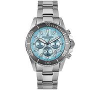 JACQUES LEMANS 1-2206 Liverpool Diver Men's Watch with Silicone Strap and Leather Surface or with Metal Strap 44 mm Chronograph 20 ATM, Turquoise/Metal Band, Bracelet