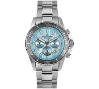 JACQUES LEMANS 1-2206 Liverpool Diver Men's Watch with Silicone Strap and Leather Surface or with Metal Strap 44 mm Chronograph 20 ATM, Turquoise/Metal Band, Bracelet