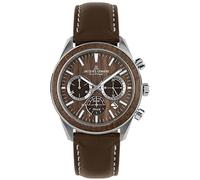 JACQUES LEMANS Men's Watch, Eco Power Watches, Men's Chronograph Made of Solid Stainless Steel with Apple Leather Strap, Model 1-2115, Brown, Modern