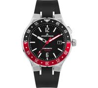 JACQUES LEMANS Men's Watch, Hybromatic Watches Men, Chronograph Made of Solid Stainless Steel with Silicone Strap, Model 1-2109, Black/red, Standard Size, Strap.