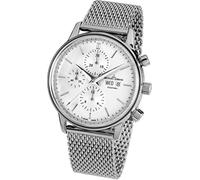 JACQUES LEMANS Men's Watch Retro Classic Valjoux Metal Strap Solid Stainless Steel Chronograph Big Date N-208E
