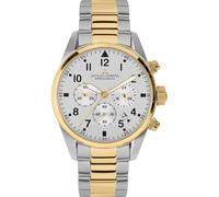 JACQUES LEMANS Men's Watch Sport Chronograph 42 mm 10 ATM with Leather Strap or Metal Strap 42-2, silver, Modern