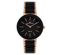 JACQUES LEMANS Monaco Women's Watch Solid Stainless Steel/High-Tech Ceramic Solid Stainless Steel 42-7, Black, Rose Gold, Bracelet