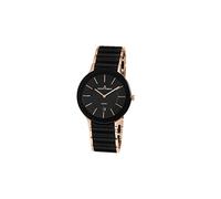 JACQUES LEMANS Unisex Quartz Watch Dial Analogue Display Gold Stainless Steel Strap Pink and Black Dial 1 - 1855 C