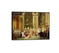 Jacques Louis David Poster Napoleon Coronation Print on canvas Famous Painting Reproduction Renaissance Wall Art Cool Wall Decor Living room 65x50cm(26x19in) Black Framed