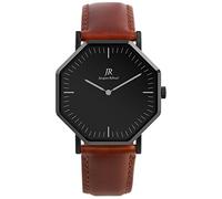 Jacques Reboul Nuit Noir Classic Black Watch | St. Martin Unisex, Men's, Women 41mm Interchangeable Brown Leather Strap, Swiss Made Ronda 762 Quartz Movement in A Ultra Thin Case