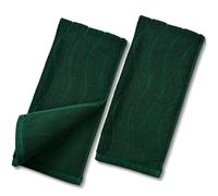 Jacquotha 2-Piece Hand Towels Set in Forest Green, Wavy Striped Jacquard Towels for Bathroom Kitchen Gifts (13x29 Inches, 100% Cotton)
