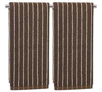 Jacquotha Brown Striped Hand Towels for Bathroom, Kitchen Decor | Guest Use, Teens & Adults, 100% Cotton, 13” x 29”, 2 Pack