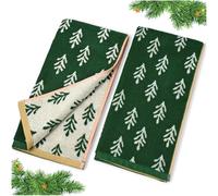 Jacquotha Christmas Hand Towels Set of 2 - Decorative Towels for Kitchen Bathroom Winter Decor Xmas Gifts, Cotton Towel Daily Luxury & Holiday Cheer, Forest Green Trees