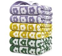 Jacquotha Cotton Hand Towels Set of 6 - Checkered Floral Hand Towel for Bathroom Guest Room Kitchen, Extra Soft Bathroom Hand Towels Checkered Towels, Lightweight Face Towels 29” x 13”, 3 Colors