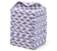 Jacquotha Face Washcloths 12 Pack - Decorative Checkered Wash Cloths for Bathroom Kitchen Gym, Luxury Soft Absorbent Cotton Wash Cloth Set, Lilac