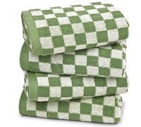 Jacquotha Green Hand Towels for Bathroom Set of 4 - Cute Checkered Hand Towel for Kitchen Christmas Decor, Lightweight Bathroom Towels for Bath Face Body