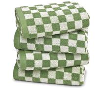 Jacquotha Green Hand Towels for Bathroom Set of 4 - Cute Checkered Hand Towel for Kitchen Christmas Decor, Lightweight Bathroom Towels for Bath Face Body