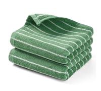 Jacquotha Hand Towels for Bathroom Green Striped - 2-Piece Premium Quick Drying Towels for Kitchen Spa Workout, Stylish Compact for Hand Face Hair, 14” x 29”