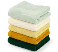 Jacquotha Hand Towels for Bathroom Set of 5 (Wavy Striped) - Super Soft & Absorbent for Drying Hand Face Hair, Multicolored Towels for All Family Members, 13x29 in