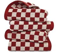 Jacquotha Red Hand Towels for Bathroom Set of 4 - Cute Checkered Hand Towel for Farmhouse Retro Guest Room & Kitchen Decor, Lightweight Cotton, 29” x 13”
