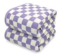 Jacquotha Shower Towels for Bathroom 27.5x55 Inches - Quick Dry Bath Towels Soft & Lightweight (2Pack), Cute Checkered Towel Sets Lilac, 520 GSM Absorbent Cotton