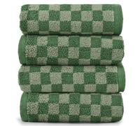 Jacquotha Soft Hand Towels 4 Pack, Green Checkered Face Towel Set for Bathroom Kitchen, Decorative Quick Dry Towel 13x29 Inches