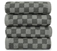 Jacquotha Soft Hand Towels 4 Pack, Grey Checkered Face Towel Set for Bathroom Kitchen, Decorative Quick Dry Towel 13x29 Inches
