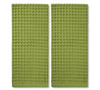 Jacquotha Waffle Hand Towels for Kitchen 2-Piece (Green) - Cotton Lightweight Quick Dry Towels for Bathroom Decor, 13” x 29”