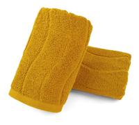 Jacquotha Wavy Striped Cotton Hand Towels, Set of 2, Dry Your Hand Instantly, 13x29 Inches, Mustard Fall Kitchen Bathroom Towel
