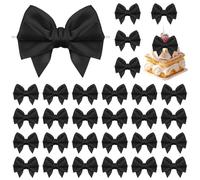 Jacriah Black Twist Tie Bows for Treat Bags, 3.5 Inch Pre-Tied Satin Ribbon Bows for Crafts, 30 Count Premade Gift Wrap Bows for Presents Cake Pops Candy Wedding Favors Bridal Shower Christmas