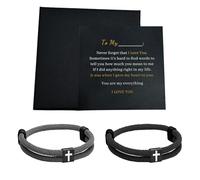 Jacriah Cross Bracelet for Men, Cross Braided Rope Bracelet for Husband Son Boyfriend Brother, Inspiration Christmas Valentines Graduation Easter Birthday Anniversary Christian Baptism Gift, One Size