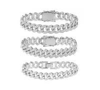 Jacruces 14K Gold Plated Ankle Bracelets for Women Cuban Link Anklets Plus Size Silver Ankle Bracelet Layered Link Anklet Set Rhinestone Bling Anklets Silver Jewelry for Women Gift Set