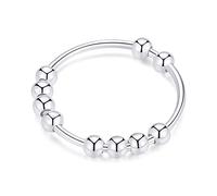Jacruces 925 Sterling Silver & Gold Anxiety Rings - Spinner Fidget Jewelry for Women & Men, Thumb Rings, Size