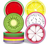Jacyan 50 PCS Fruit Party Plates Tutti Frutti Theme Birthday Decorations 5 Styles Disposable Paper Dinner Dessert Plates for Baby Shower Spring Summer Party Supplies 7''