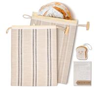 JACYAO'S Beeswax Bread Bags for Sourdough (2 Pack), Reusable Bread Bags with Removable Beeswax Lining, Cute Cleaning Sponge and Friendly Guide for Beginner