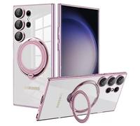 Jacyren Mobile Phone Case for Samsung Galaxy S22 Ultra Case with 360° All-in-One Magnetic Ring Stand Protective Case Transparent Silicone Shockproof Scratch-Resistant Case for Samsung Galaxy S22 Ultra