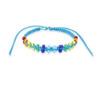 Jacys Mifv Boho Surf Bracelet - Colorful Glass Beads on Waterproof Wax Cord, Handwoven by Phuket Artisans, Adjustable Beach Jewelry for Women/Men, M, wax thread, no gemstone