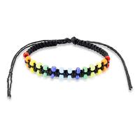 Jacys Mifv Boho Surf Bracelet - Colorful Glass Beads on Waterproof Wax Cord, Handwoven by Phuket Artisans, Adjustable Beach Jewelry for Women/Men, M, wax thread, no gemstone