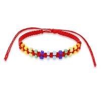Jacys Mifv Boho Surf Bracelet - Colorful Glass Beads on Waterproof Wax Cord, Handwoven by Phuket Artisans, Adjustable Beach Jewelry for Women/Men, M, wax thread, no gemstone