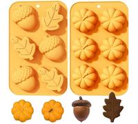 Jaczora 2PCS Silicone Halloween Chocolate Moulds,3D Pumpkin Leaves Cake Mould Silicone,for Thanksgiving Fall Theme Baking for Making Soap Muffin Chocolate Cake Decoration