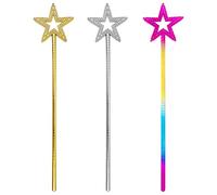 Jaczora 3 PCS Fairy Wand,Colorful Angel Magic Wands,Glitter Girl Wand for Weddings, Sparkle Star Princess Wand, Fairy Party Supplies for Girls Women