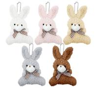 Jaczora 5PCS Stuffed Rabbit Keychain,12cm Soft Plush Animal Pendant for Bag Car Key Handbag or Various Festive Room Decor Gifts,Unisex Gift
