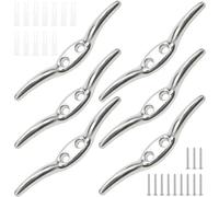 Jaczora 6 Pack Marine Hardware Rope Cleat, Blinds Cord Cleat, Stainless Steel Universal Marine Boat Flagpole Cleat Hook with 12 Mounting Screws for Flagpole Cabinet Handles Towel Blinds Ceiling Fans